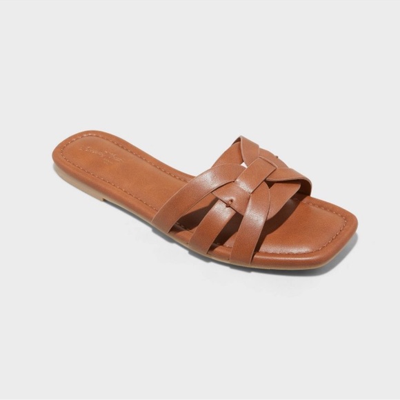 Universal Thread Shoes - NWT Women's Edna Slide Sandals with Memory Foam Insole - Universal Thread Cognac